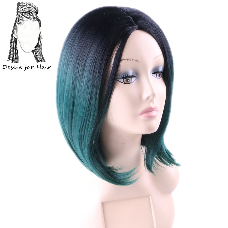  ombre £    ?? ռ ߿   12inch ª Ӹ 䰡 /12inch short hair bob wigs for black woman ombre dark green color heat resistant syntheti